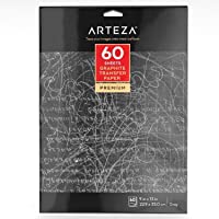 Arteza Papel carbón | 60 hojas de papel de calco | Tamaño 22.86 x 33.02 cm | Láminas ultrafinas de papel de grafito para…